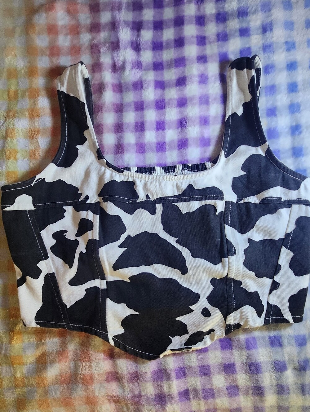 "Moo B" - Sleeveless Square Neck Cotton Corset Crop Top.